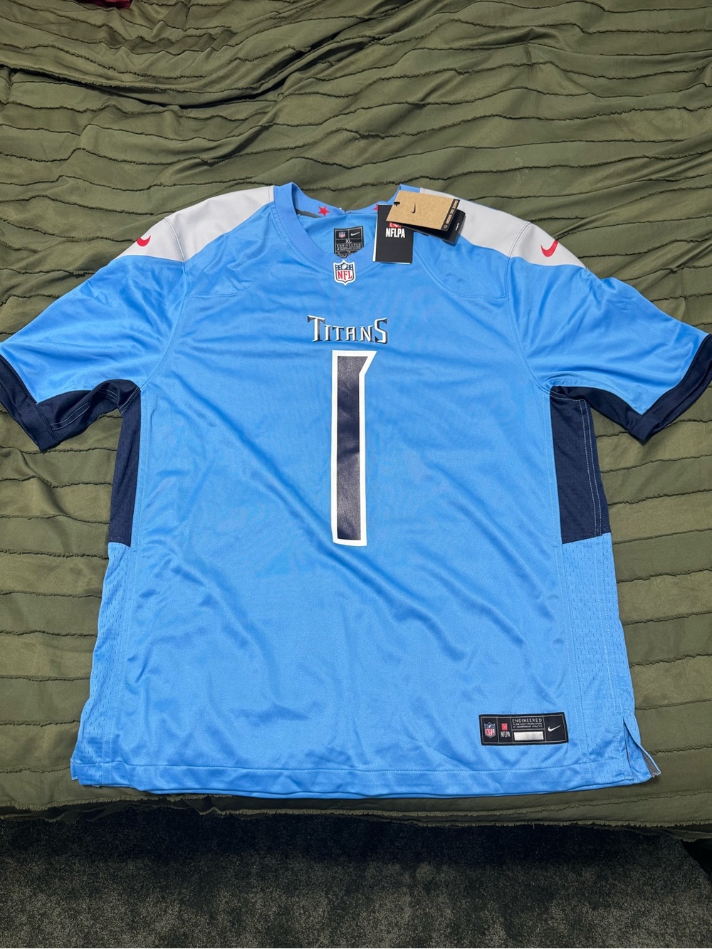 Nike Cam Ward Tennessee Titans #1 Light Blue Game Jersey